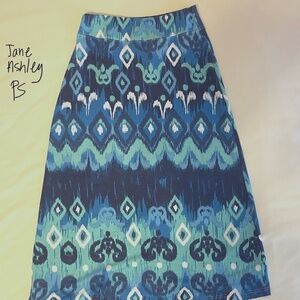 Jane Ashley Blue/Green Patterned Maxi Skirt Petite Small